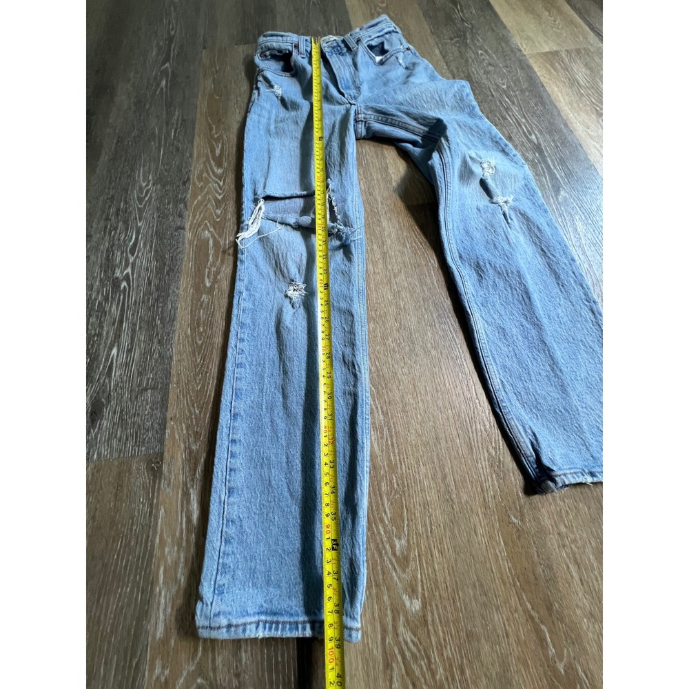 Abercrombie & Fitch 90s Straight Ultra High Rise Jeans Womens 26 2R Blue Rip - Picture 6 of 8